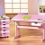 Schreibtisch mit Rollcontainer teilmassiv weiss/ rosa lackiert - 1